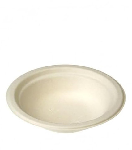 Genérico Bol Redondo de caña de azucar, Desechable Biodegradable, compostable 20 cm, Color Blanco, Apto para Alimentos (400ml)