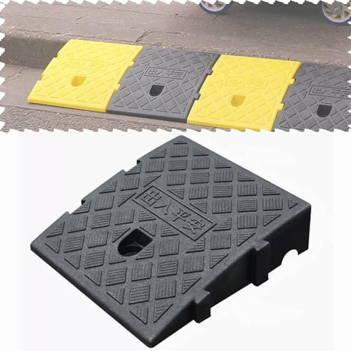 Rampe de seuil Portable en Plastique, élévation de 7,6 à 18 cm, Rampe de seuil antidérapante, Rampe d'accès pour Voitures, fauteuils roulants, Scooters, vélos, Motos (Noir, 25 x 27