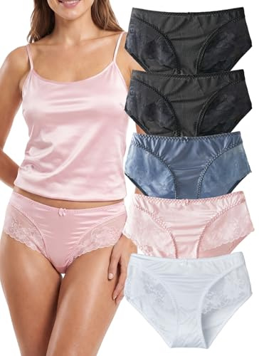 Hialegion Mutandine in Pizzo per Donna a Vita Alta Traspiranti e Morbide Senza Cuciture Comode Mutandine Hipster Multicolore S-XL