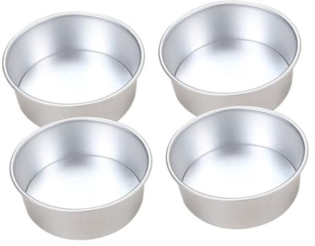 CIYODO 4 Piezas Redondos de Pasteles de Aleación Aptos Hornear con Extraíble y Recubrimiento Antiadherente Postres Individuales y Tartas