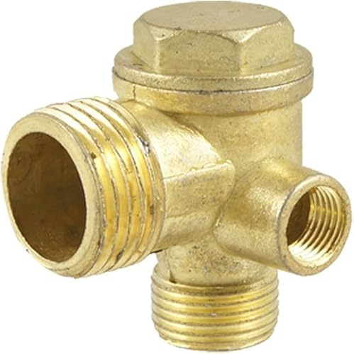 3-Port Brass Air Compressor Check Valve - Heavy-Duty Pneumatic Replacement Part with Leak-Proof Design for Central Pneumatic Compressors, Industrial Repair