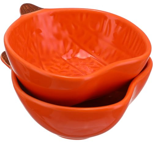 Healeved 2pcs Ceramic Pumpkin Dipping Bowls Seasoning Dishes Sauce Dishes Halloween Plates Orange for Sauce Vinegar Snacks Stackable for Party Restaurant