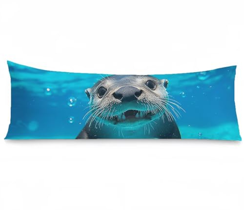 Body Pillow Cover 20x48, Side Sleeper Pillow Seabed, Beaver Pattern Soft Velvet Bed Pillows Decorative, Farmhouse Long Pillowcase with Zipper Soft Cushion Covers for Bed Couch Home Decor, Model351