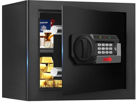 1.3 Cuft Safe Box Fireproof Waterproof, Digital Security Safes for Home Use Fire and Water Proof with Combination Lock, Alarm System and Removable Shelf, Anti-Theft Document Safes For Money, Jewelry