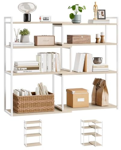 Dripex Bücherregal, Längenverstellbares Standregal mit 6 Fächern Regal Büroregal mit Stabiler Metallkonstruktion Platzsparend Klappbar für Wohnzimmer, Büro, Arbeitszimmer 30x94x150cm