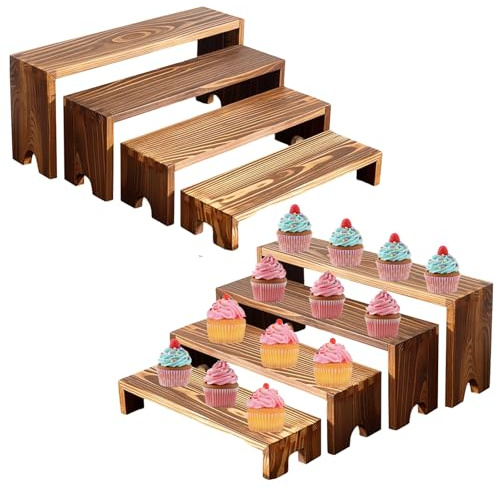 SXTDKMJ 8pcs Wooden Display Stand, Buffet Risers Display Shelves Tiered Display Stand For Cupcakes Desserts Crafts Collections