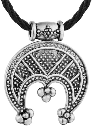 ZIAFRPN Slawische Lunnitsa Halskette Mond Charm Amulett Schutz Anhänger Männer Punk Retro Schwarzes Seil Antik Silber Schmuck Geschenke