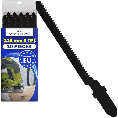 10x Hojas Sierra de Calar 116 mm 8 TPI - Hoja Sierra Calar | Hecho de Acero al Carbono Templado HCS 65Mn - MADE IN EU - MONTERAL
