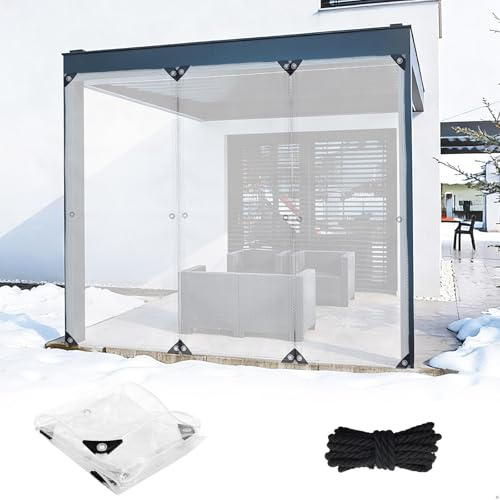 Telone Occhiellato Impermeabile Trasparente per Esterno Telo Trasparente Impermeabile Esterno, 0.8x2m con Occhielli Rinforzati Telone Copertura PVC Resistente Anti-Strappo con Angoli in Gomma