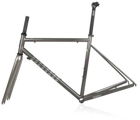 44cm 47cm 50cm 53cm 56cm Landsvägscykelram 700C Fälgbroms/C-broms Ram Cr-Mo Steel Cykelramsats Med Kolgaffel Snabbkoppling F100mm R130mm QR BB68mm(Silver-gray,47cm)