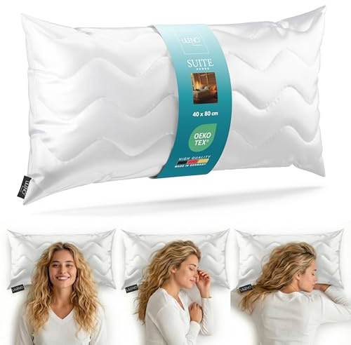 LILENO HOME 1er Set Kopfkissen 40x80 cm - 3-Kammer Hotelqualität Kissen | 40x80 cm bis 95°C waschbar - Bettkissen geeignet für Allergiker - Made in Germany Hotel Schlafkissen Polster 40x80