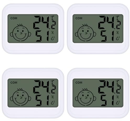 LINXINS 4 Pcs Room Thermometer Hygrometer, Digital Thermometer Hygrometer Indoor, Mini Accurate Room Thermometer and Humidity Gauge Baby Room Thermometer for Home Office Garden