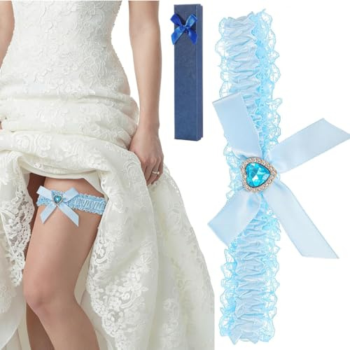 BAHME Liga Novia con Pedrería y Encaje de Flores, Liguero Nupcial Elástico de Estilo Romántico, Accesorio de Boda Suave y Ajustable, Ideal para el Lanzamiento de la Liga y Regalo de Novia