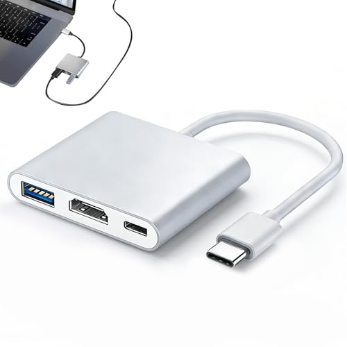 USB C to HDMI Adapter, 3-in-1 Type-C Digital AV Multiport Hub | 4K HDMI Output, 5Gbps USB 3.0, 100W PD Fast Charging, Compatible with MacBook Pro, iPad Pro, iPhone, Surface, XPS