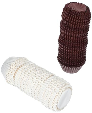 Healeved 1000 Cápsulas Grandes para Hornear Muffins y Cupcakes, Papel Resistente al Calor, Color Crema y Café, Tazas Decorativas para Pasteles, Porta Tartas Desechables para Repostería