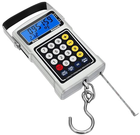 Hakenwaage, digital, tragbar, multifunktional, Fischwaage mit Maßband, für Gepäck, Bauernhof, Markt, Reisen, Einkaufen, Outdoor, Jagd und Dornen