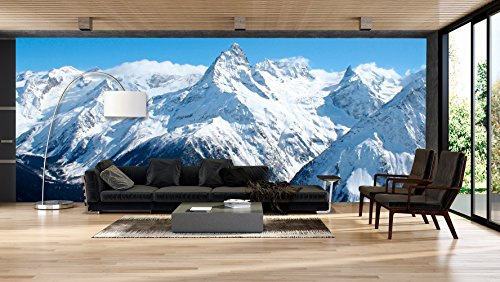 Fotomural Vinilo Pared Montañas Nevadas | Fotomurales pared | Fotomural Decorativo | Mural | Vinilo Decorativo | Varias Medidas 200 x 150 cm | Decoración comedores salones | Motivos Paisajisticos