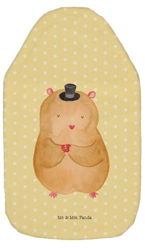 Mr. & Mrs. Panda Wärmflasche Hamster Hut - Geschenk, lustige Sprüche, Zwerghamster, Bettflasche, Wärmekissen, Tiere, Wärmflaschenbezug, Kleine