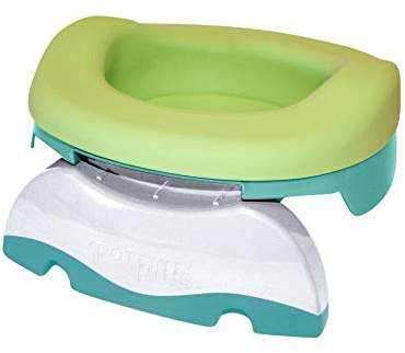 Potette Plus: Flexibler Reise-Toilettensitzverkleinerer mit 10 Einweg-Nachfüllpackungen (hellgrün)