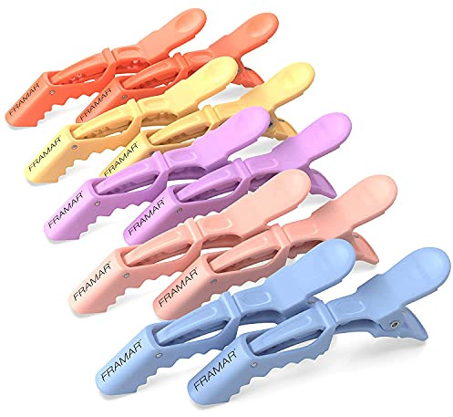 FRAMAR Fermagli per capelli in coccodrillo pastello - Fermagli per capelli professionali per lo styling, clip a coccodrillo in plastica di qualità professionale -10 pezi