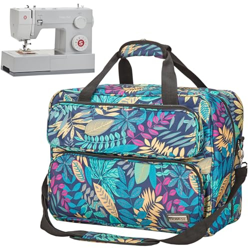 HOMEST Sewing Machine Carrying Case, Universal Tote Bag with Shoulder Strap Compatible with Singer, Brother, Janome, Floral (Patent Design)