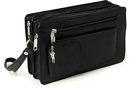 DrachenLeder Geldbörse Handgelenktasche schwarz Herren Leder 20x12x7 D4OTJ512S Handgelenktasche