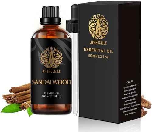 Aromatherapie Sandelholz ätherisches Öl für Diffusor, 3,3zo 100% reines Sandelholz ätherisches Öl für die Seifenherstellung, 100ml Aromatherapie ätherisches Öl Sandelholz für Massage