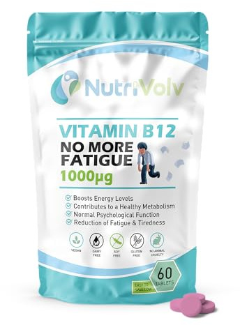 Vitamin B12 1000mcg | 60 Tablets | Pure Methylcobalamin | High Strength Vegan Supplement | Supports Immunity, Reduces Tiredness, Improves Energy | 2 Month Supply