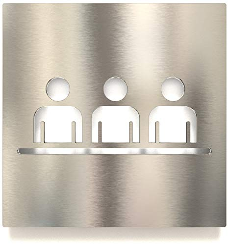 Edelstahl Hinweis-Schild Besprechungsraum - selbstklebend & pflegeleicht - Design Piktogramm Meeting - Türschild M-06-E