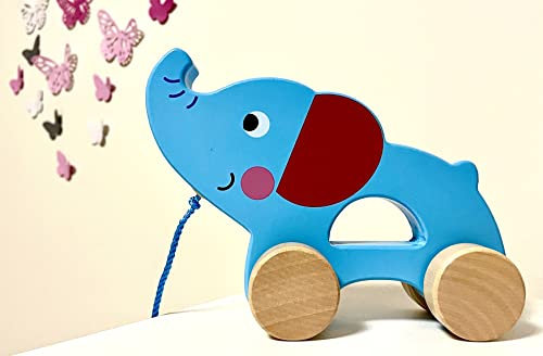 RB&G Nachziehspielzeug Ab 1 Jahr | Süßes Nachziehtier Aus Holz | Baby Spielzeug Elefant Zum Nachziehen | Ziehtiere Ab 1 Jahr