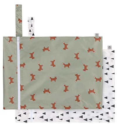 LÄSSIG Nasstasche wiederverwendbar für Kind Baby 2 Stück/Wet Bag Little Forest Fox