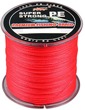 L SERVER Geflochtene Angelschnur 300 Meter 4 Geflochtene PE Schnur Angelschnur Anti Biss Linie Angelschnur Ködern, Rot, 6.0（0.40mm/31.7kg）