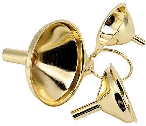 Trichter-Set, Gold-Edelstahl-Küchentrichter-Set Langlebiges und Tragbares Küchenzubehör Trichter mit Schmaler Ventilstange Zum Befüllen Kleiner Flaschen und Behälter