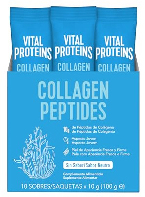 Vital Proteins Péptidos de Colágeno en Polvo, Suplemento de Colágeno Sin Sabor en Formato Viaje - Piel de apariencia fresca y firme. Aspecto joven. 10 g por Porción (10 Uds. por Caja)