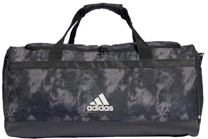 adidas Unisex Graphic Duffel Bag, Black/Charcoal/White, M