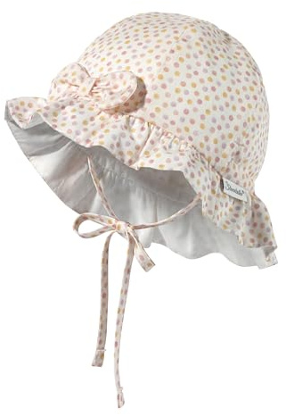 Sterntaler Babyhut Punkte mit Bindeband für Mädchen - Sonnenhut mit Aufdruck, schützt den Kopf an heißen Sommertagen vor der Sonne - Sonnenmütze für Babys - Ecru, 49