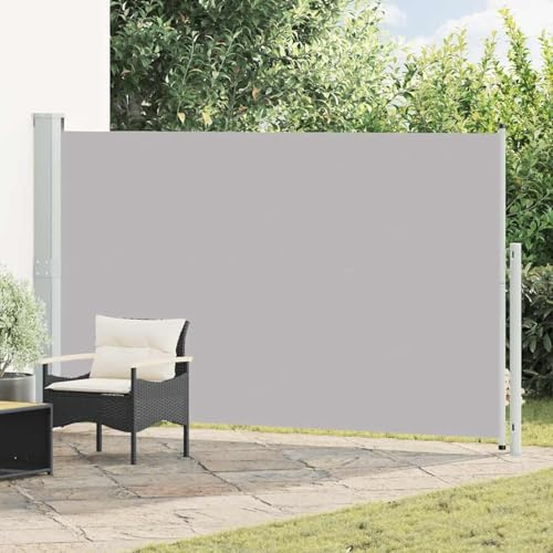 Homgoday Toldo lateral extensible, estor lateral extensible, toldo de pared lateral, protección solar, protección contra el viento, para balcón, terraza, jardín, 180 x 300 cm, gris