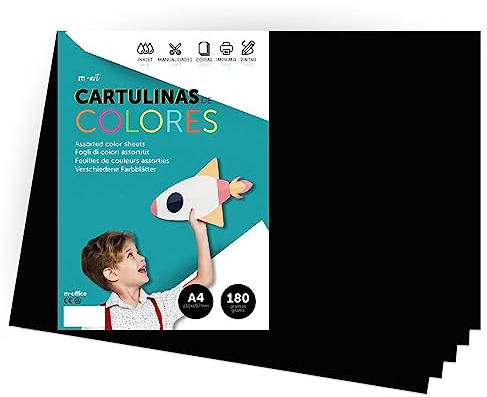 Farbkarton, A4-Farbkarton, intensive Farben, 180 g, für Bastelarbeiten, Drucken Sie Ihre Dokumente und kreativen Designs, Farbfolien A4 · m-office (10 Blatt, schwarz)