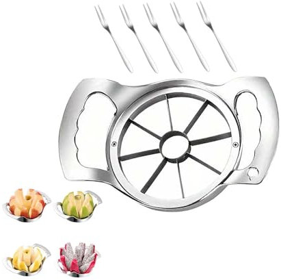 LSENLONG Affettatrice per mele in acciaio inossidabile, affettatrice per pere, Taglia Mele, tagliafrutta, affettatrice ideale per frutta, affettatura uniforme, Spicchi Mela e Taglia Mela