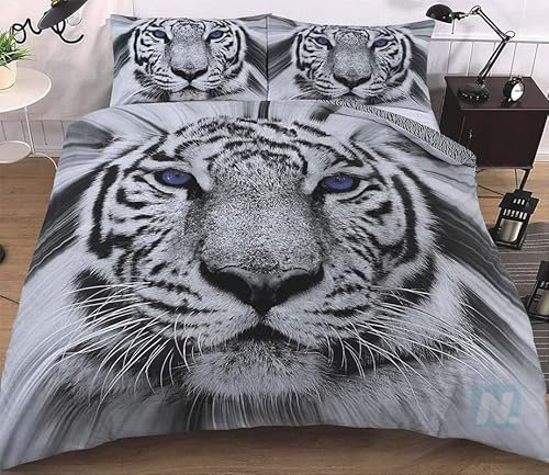 MAQUE Grau BettwäSche Set Tiger BettwäSche 135x200, WendebettwäSche und Kissenbezug 80x80, Weiche & Angenehme & Atmungsaktive Mikrofaser BettwäSche-Sets mit ReißVerschluss