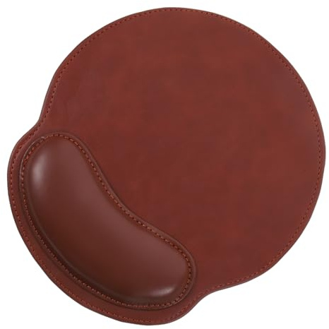 STOBOK Tapis de Souris Repose-Poignet en Cuir Marron, Anti-dérapant | Mémoire de Forme Sbr, Usage Bureau et Maison, pour Étudiants et Enseignants