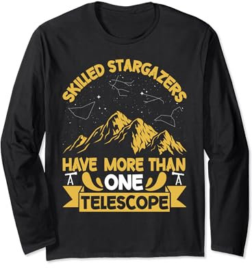 Teleskop Nachthimmel Uhr Sterne Astronomie Liebhaber Langarmshirt