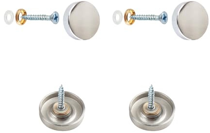Lot de 4 vis de miroir, clous de miroir de 16 mm avec capuchons décoratifs, couvercles de miroir en cuivre avec rondelles pour tables, plaques de bain, raccords de meubles, argenté