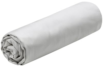 STOF – Sábana Bajera – Tamaño 90 x 190 cm – Gran Gorro de 30 cm – Calidad percal de algodón – 100% algodón con certificación Oeko-Tex – Color Lino – Modelo Elysée – Ropa de Cama para casa – Suave y