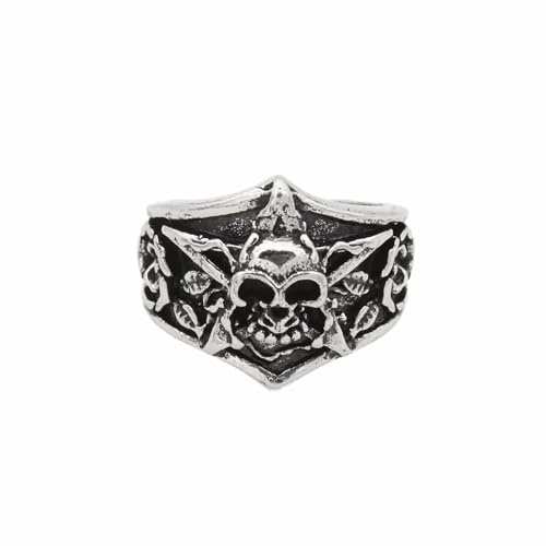 Dishowme Anillo de calavera y rosa, anillo de nudillos ajustable para mujeres, hombres y niñas, Metal, plata