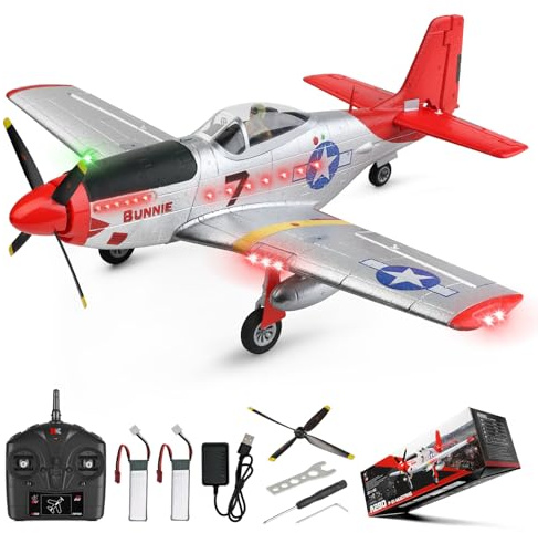 CKYSCHN WLtoys XK A280 RC Airplane, P51 Mustang 4 Channel RC Plane with Lights, 6G/3D Brushless RC Planes, 2.4G Remote Control Airplane, Hobby RC Planes Gifts for Adults