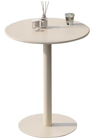 Bistrotisch, moderner runder Esstisch, Bartisch, Beige – Kleiner Beistelltisch, Beistelltisch mit Metallsockel, Couchtisch, Wohnzimmertisch, Tee-Snacktisch für Schlafzimmer, Balkon (Größe: 4