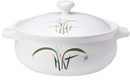 YLME Casseruola Casseruola in Ceramica Dipinta A Mano Fornelli A Gas Pentola di Terracotta Anti-Scottatura per Cucinare in Casa Zuppe E Stufati,3.5L