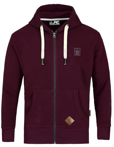 JRC Just Royal Clothing Mens Zipped Fleece Hoodies, Lightweight Casual Zip Up Hooded Sweatshirt Tops with Pockets for Gym & Running (Maroon, XL)