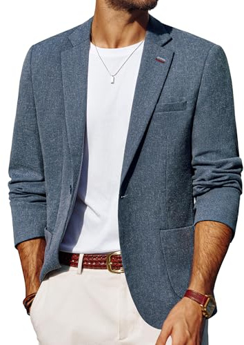 PJ PAUL JONES Veste pour homme à un bouton avec col à revers - Veste de costume sportive - Blazer de mariage, bleu jeans, XXL